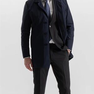 Men's Navy Coat Maestro Italian Classico Trench Jacket Large